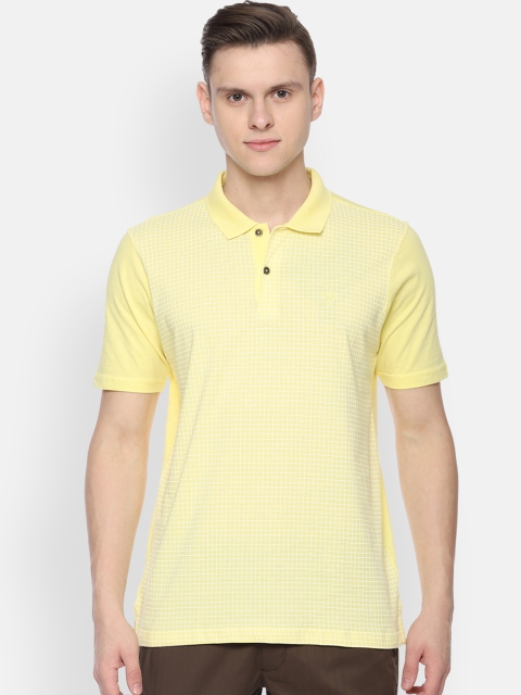 

Allen Solly Men Yellow Checked Polo Collar T-shirt