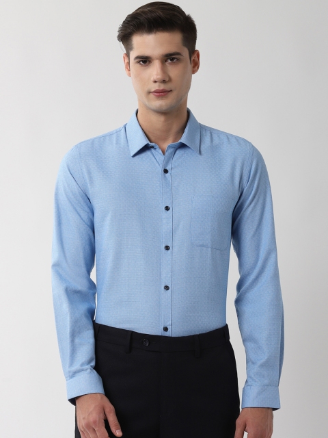 

Peter England Men Blue Slim Fit Self Design Formal Shirt
