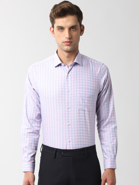 

Peter England Men Pink & Blue Regular Fit Checked Formal Shirt