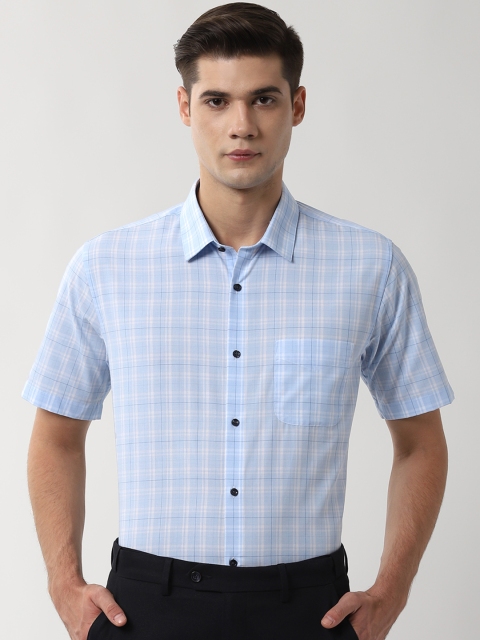 

Peter England Men Blue Regular Fit Checked Formal Shirt