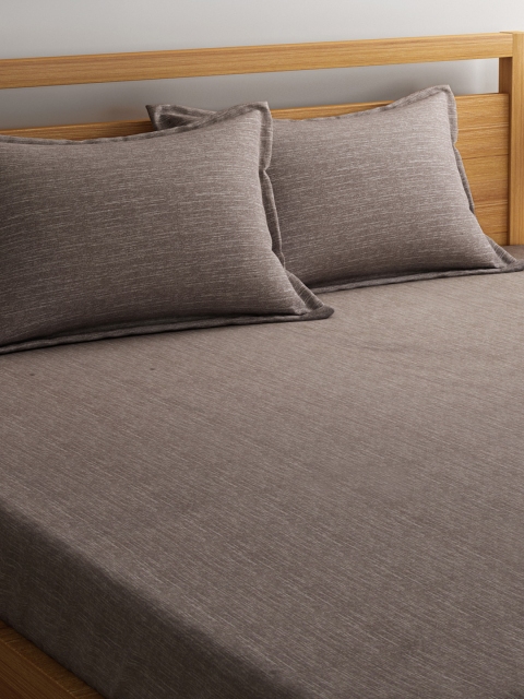 

Portico New York Brown Solid 300 TC Cotton 1 Queen Bedsheet with 2 Pillow Covers