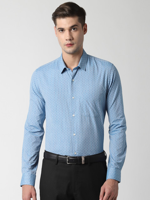 

Peter England Men Blue Slim Fit Striped Formal Shirt