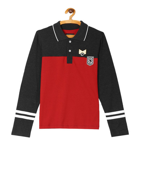 

Cherokee Boys Grey Colourblocked Polo Collar T-shirt
