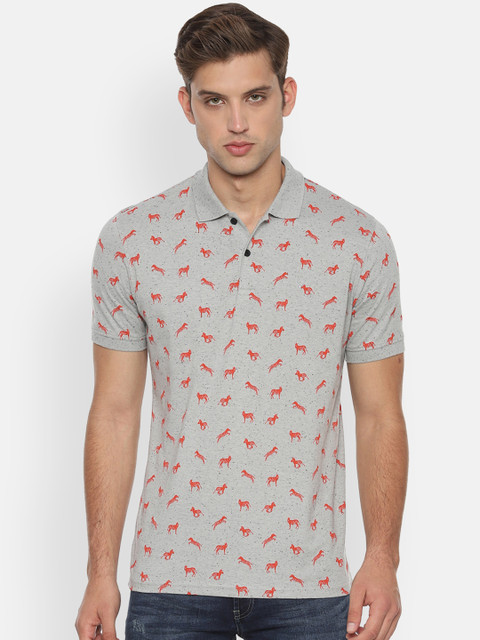 

Allen Solly Men Grey Printed Polo Collar T-shirt