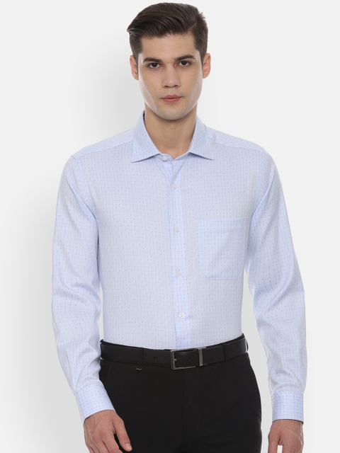 

Louis Philippe Permapress Men Blue Regular Fit Checked Formal Shirt