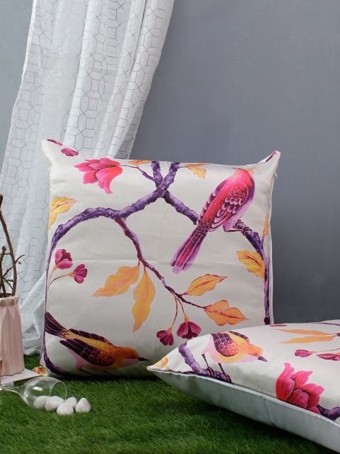 

Soumya Set of 2 White & Pink Digital Print Square Cushion Covers