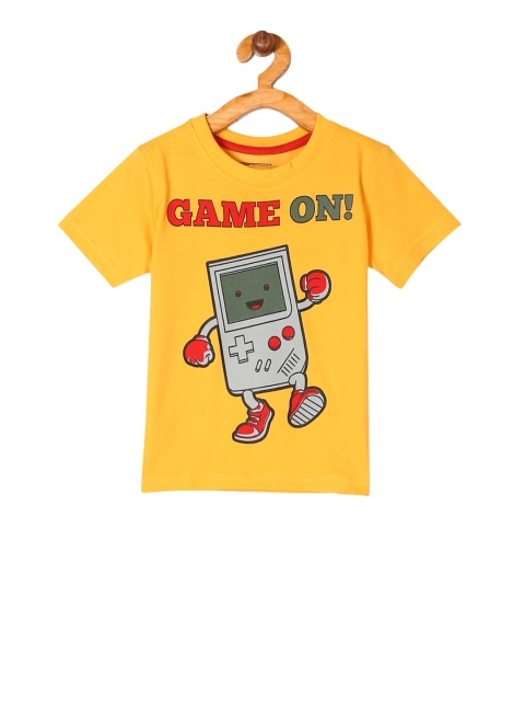 

Cherokee Boys Mustard Yellow and Red Printed Round Neck T-shirt