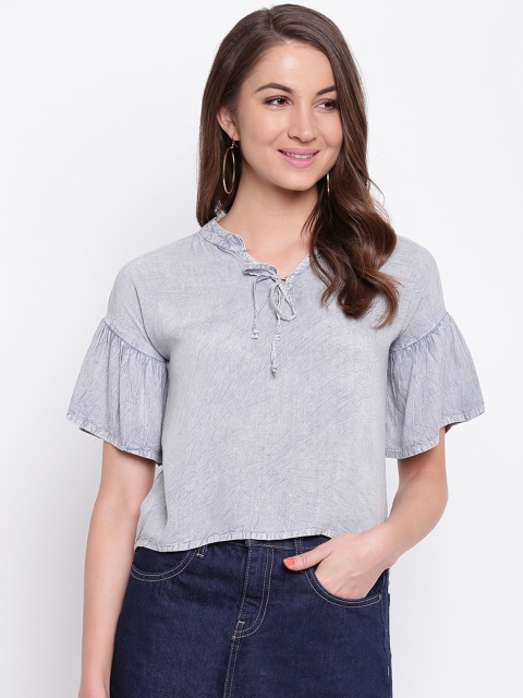 Mayra Women Grey Solid Top