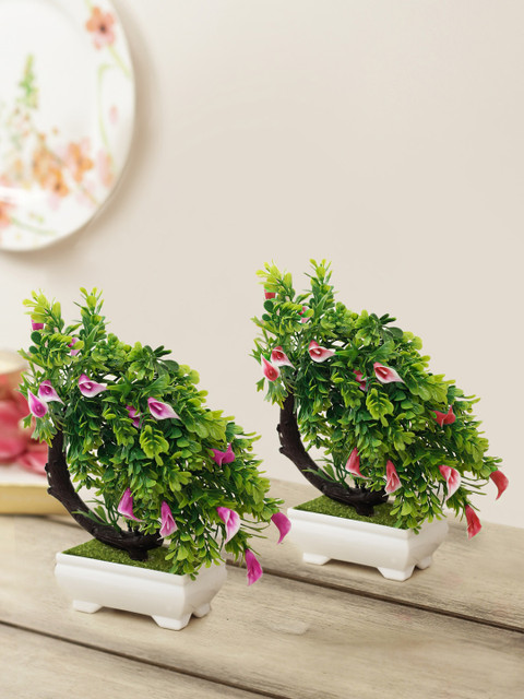 

House Of Accessories Set of 2 Artificial Flower Plants With Pots, Red