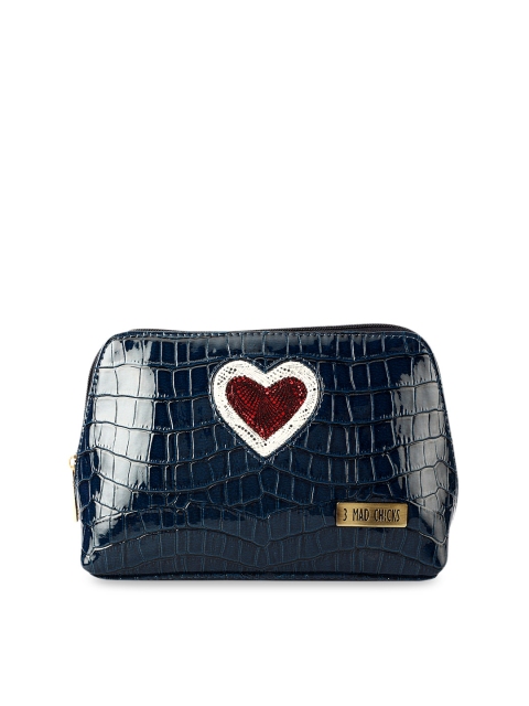 

3 Mad Chicks Blue Textured Clutch