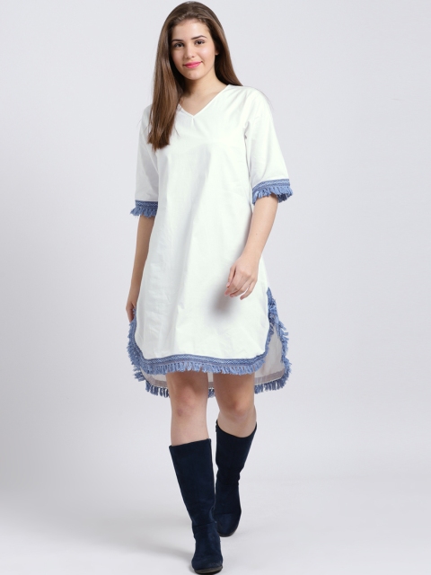 

Sibi Women White Printed A-Line Dress