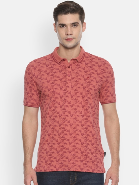 

V Dot Men Pink Printed Polo Collar T-shirt