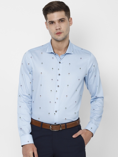 

SIMON CARTER LONDON Men Blue Slim Fit Printed Formal Shirt