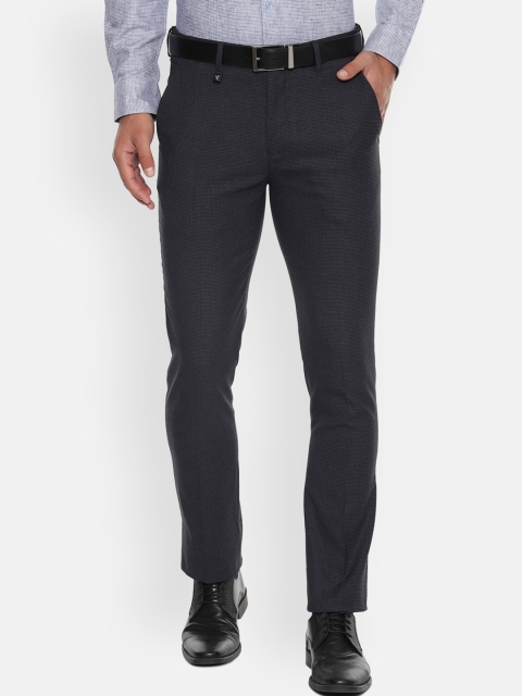 

V Dot Men Navy Blue Skinny Fit Solid Formal Trousers