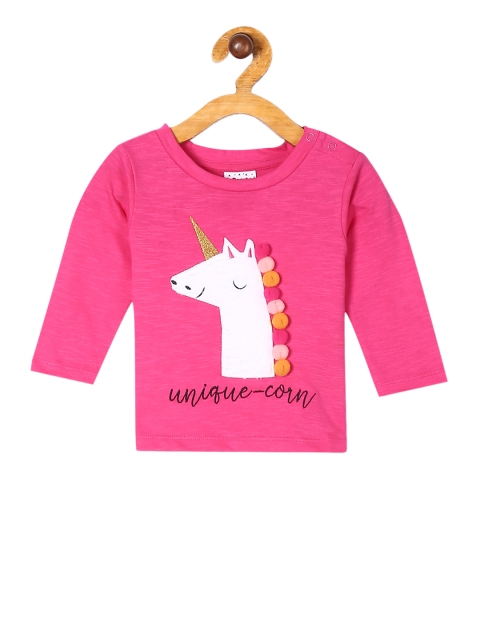 

Donuts Girls Pink Printed Round Neck Pure Cotton T-shirt