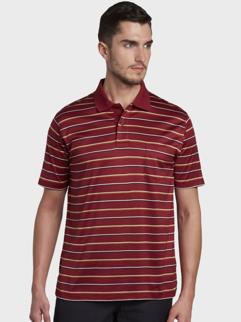 

ColorPlus Men Red Striped Polo Collar T-shirt