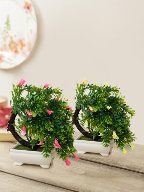 

House Of Accessories Set of 2 Artificial Flower Plants With Pots, Pink