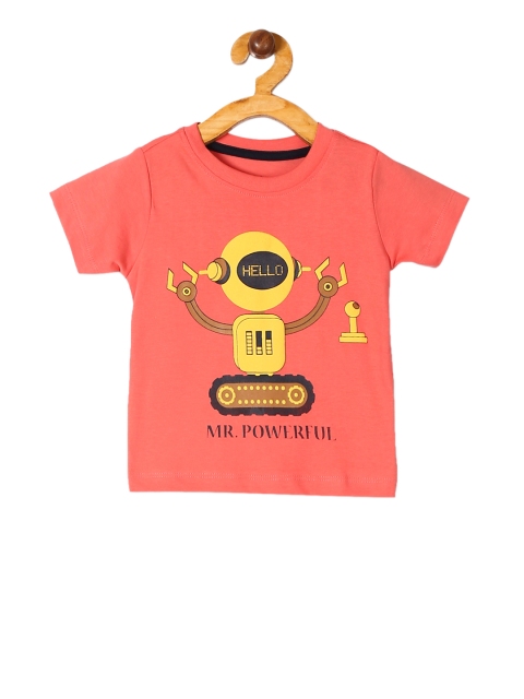 

Donuts Boys Coral Pink Printed Round Neck T-shirt