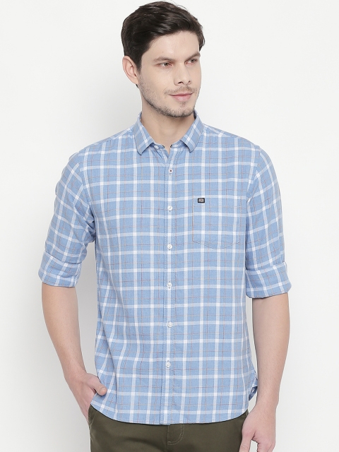 

BYFORD by Pantaloons Men Blue & White Slim Fit Checked Casual Shirt
