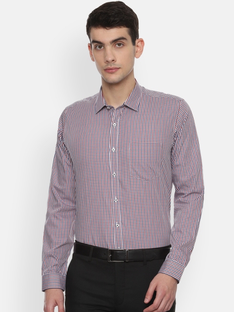 

Van Heusen Men Navy Blue & Maroon Slim Fit Checked Formal Shirt