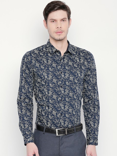 

RICHARD PARKER by Pantaloons Men Navy Blue & Grey Slim Fit Printed Party Shirt
