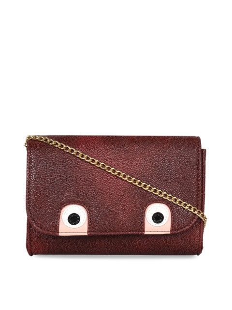 

3 Mad Chicks Maroon Embellished Sling Bag
