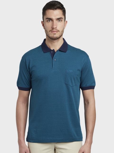 

ColorPlus Men Teal Blue Solid Polo Collar T-shirt