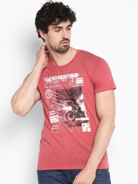 

KVL Men Red Printed Round Neck T-shirt