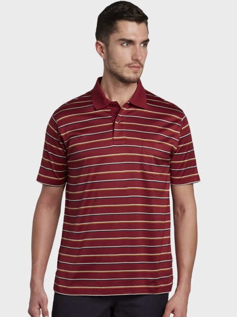 

ColorPlus Men Red Striped Polo Collar T-shirt