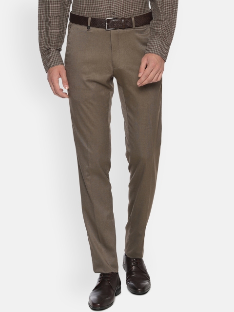 

Van Heusen Men Brown Slim Fit Self Design Formal Trousers