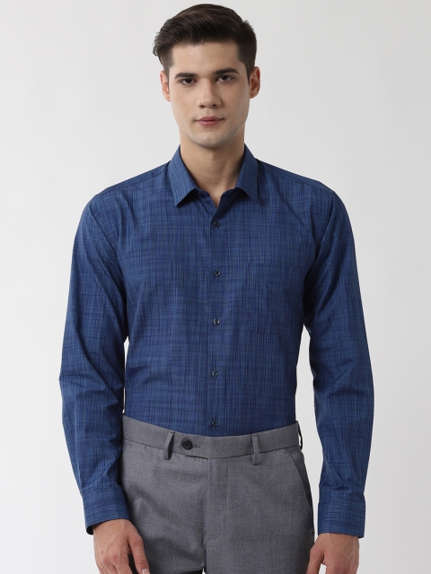 

Peter England Men Blue Regular Fit Checked Formal Shirt