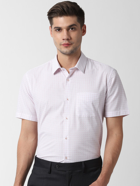 

Peter England Men White Regular Fit Checked Formal Shirt