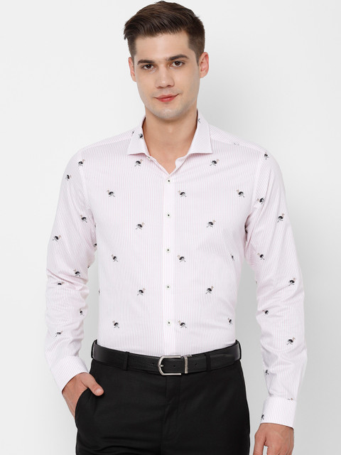 

SIMON CARTER LONDON Men White Slim Fit Striped Formal Shirt