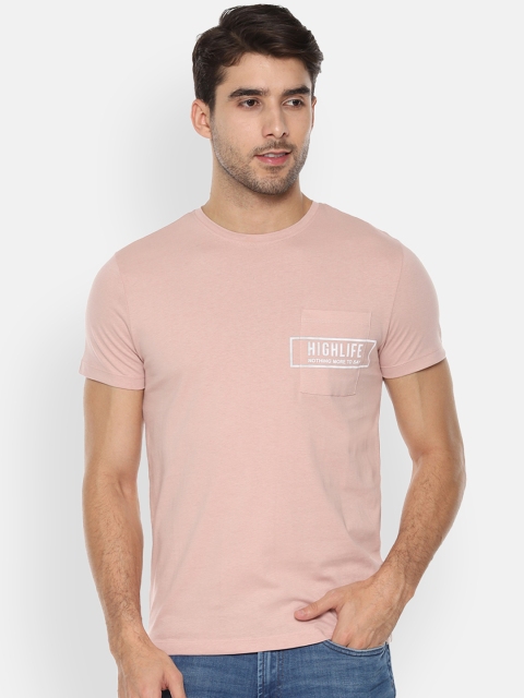 

People Men Peach-Coloured Printed Round Neck T-shirt