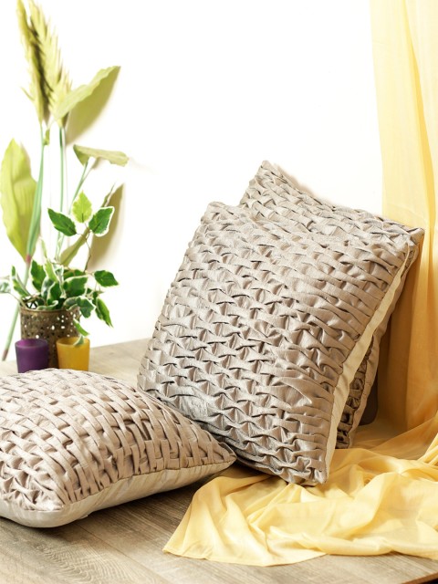 

ROMEE Set of 3 Silver Self Design Square Cushion Covers