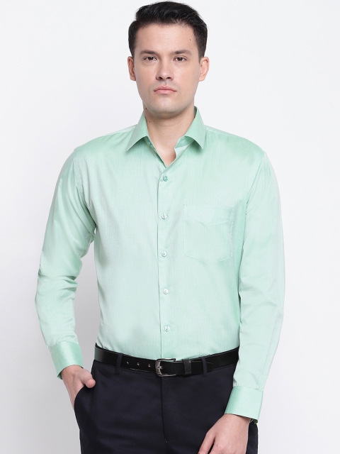 

Hancock Men Green Slim Fit Solid Formal Shirt