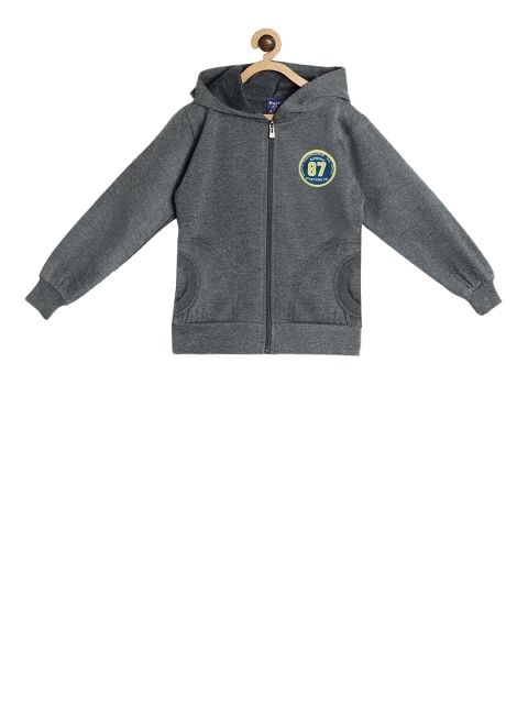 

SWEET ANGEL Unisex Grey Melange Solid Hooded Sweatshirt