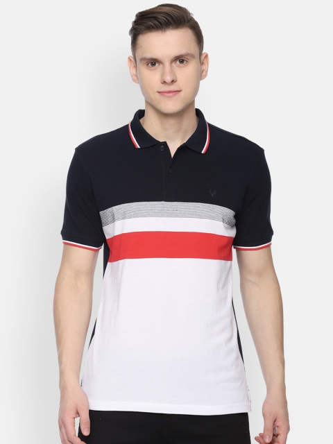 

Allen Solly Men Navy Blue & White Colourblocked Polo Collar T-shirt