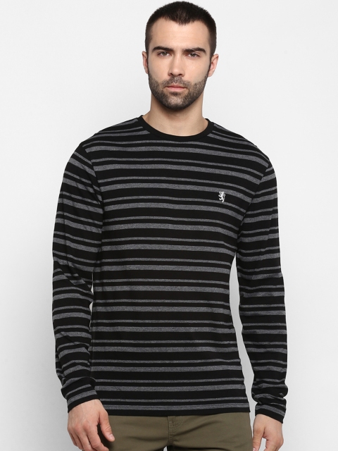 

Red Tape Men Black & Grey Striped Round Neck T-shirt
