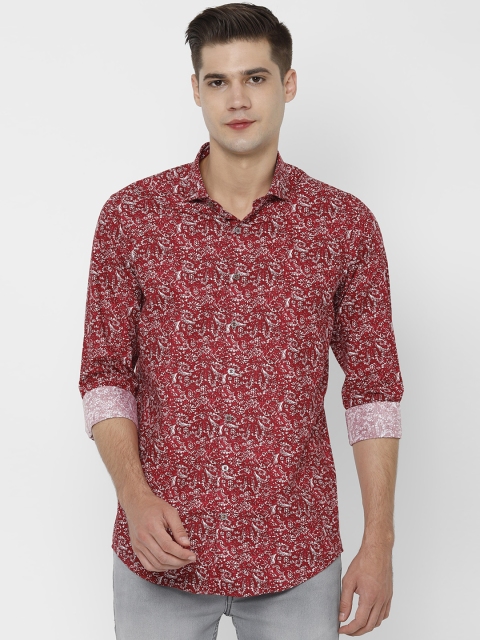 

SIMON CARTER LONDON Men Red & White Slim Fit Printed Casual Shirt