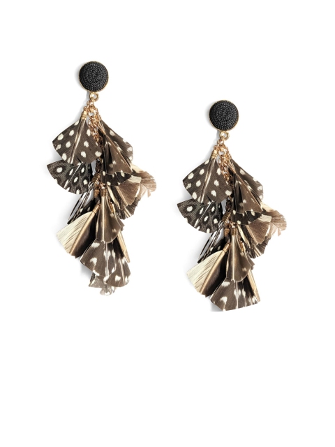 

Foxy Sperks Grey Feather Shaped Drop Earrings