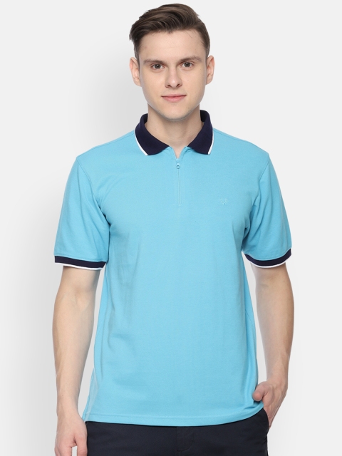 

Allen Solly Men Blue Solid Polo Collar Pure Cotton T-shirt