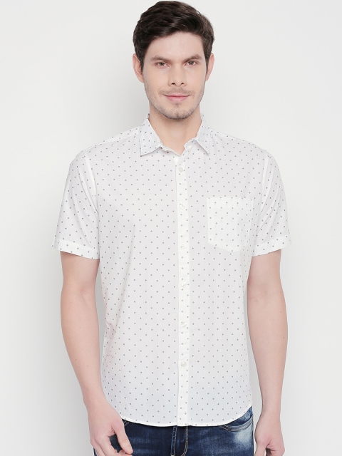 

BYFORD by Pantaloons Men White & Grey Slim Fit Printed Casual Shirt