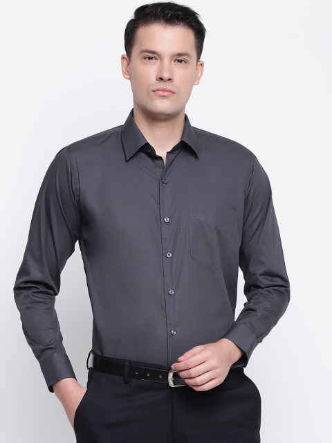 

Hancock Men Grey Slim Fit Solid Formal Shirt