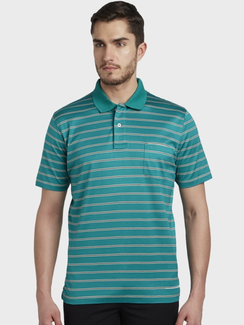 

ColorPlus Men Green Striped Polo Collar T-shirt