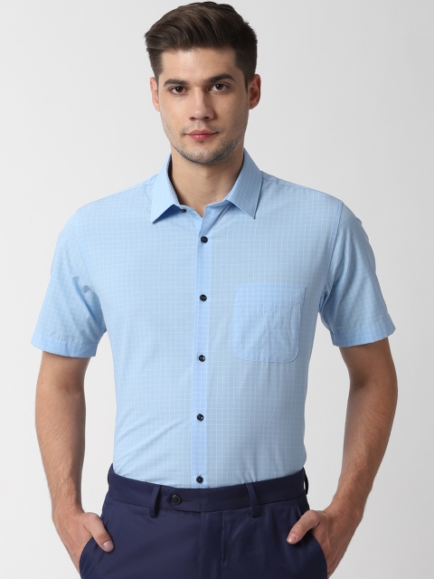 

Peter England Men Blue Regular Fit Checked Formal Shirt