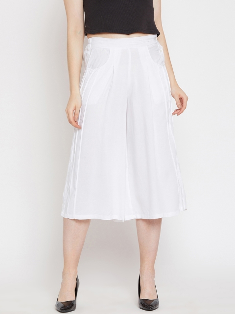 

FIZERA Women White Regular Fit Solid Culottes