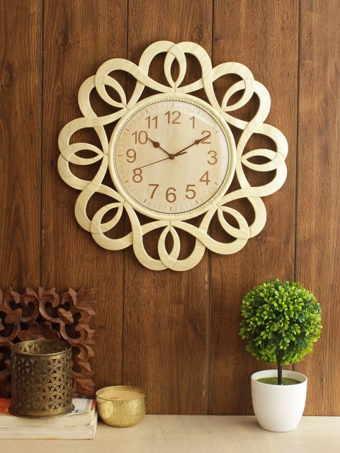 

House Of Accessories Beige Round Solid Analogue Wall Clock