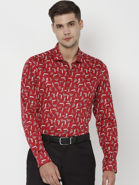 

SIMON CARTER LONDON Men Red Regular Fit Printed Formal Shirt