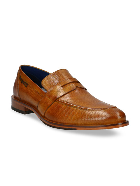 

Bugatti Men Tan Brown Textured Leather Formal Penny Loafers